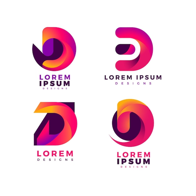 Collection of gradient d logos