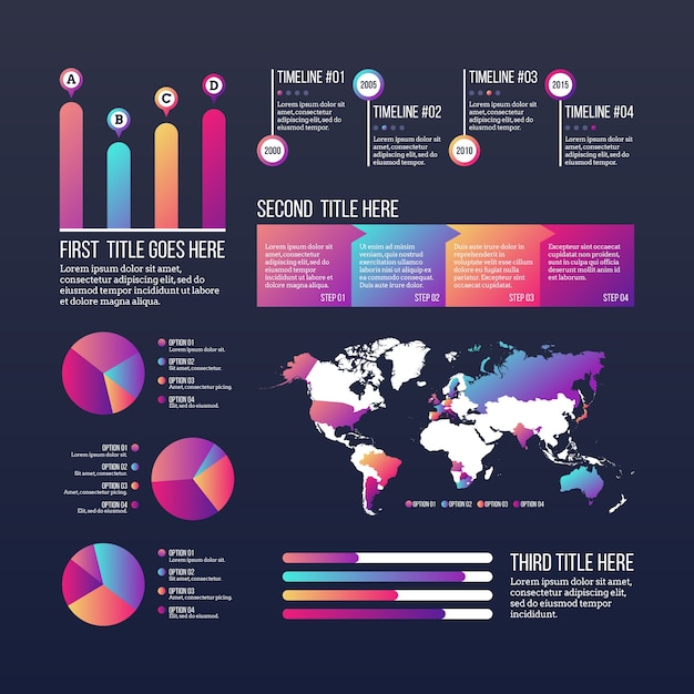 Collection of gradient infographics