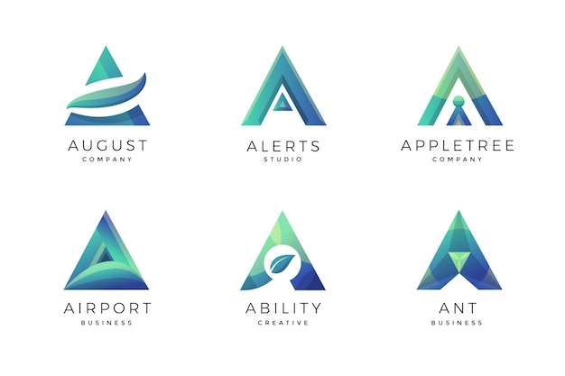 Collection of gradient a logos