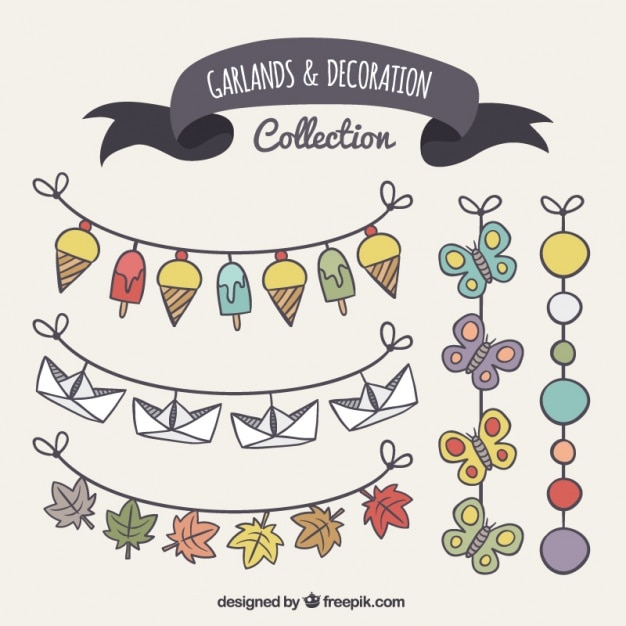 Free Vector collection of great hand-drawn garlands