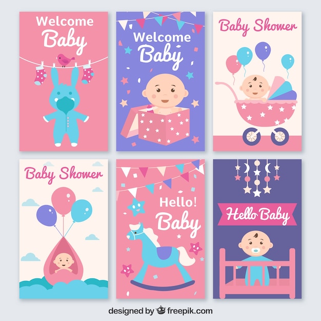 Collection of greeting cards for baby shower