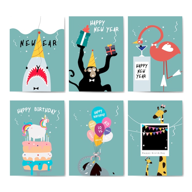 Collection of greeting cards vector