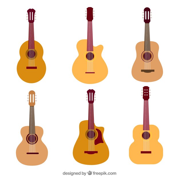 Collection of guitars in flat design