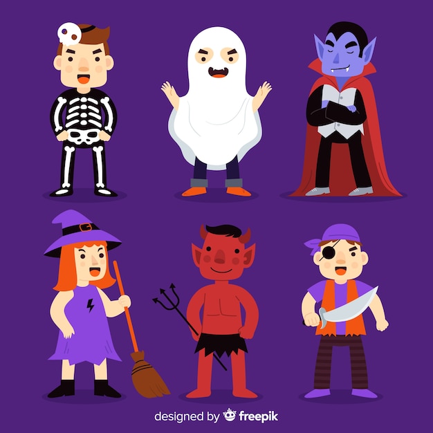 Collection of halloween character on flat design