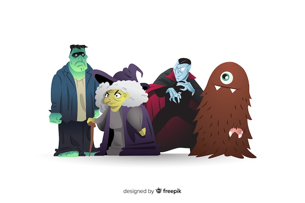 Collection of halloween characters