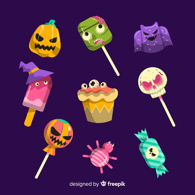 Collection of halloween delicious candies