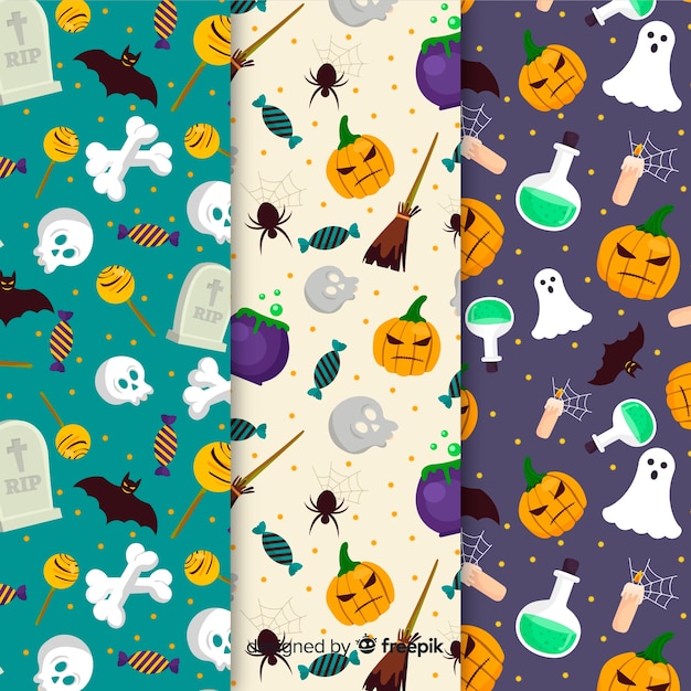 Collection of halloween pattern in flat design