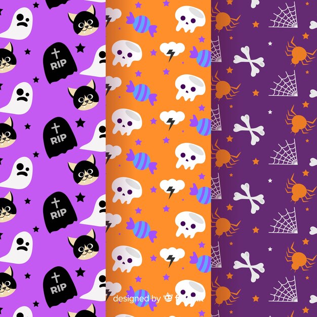 Collection of halloween pattern in flat design