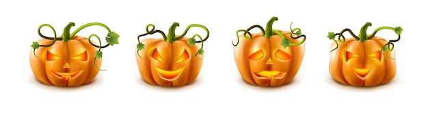 Free Vector collection of halloween pumpkins isolated on white