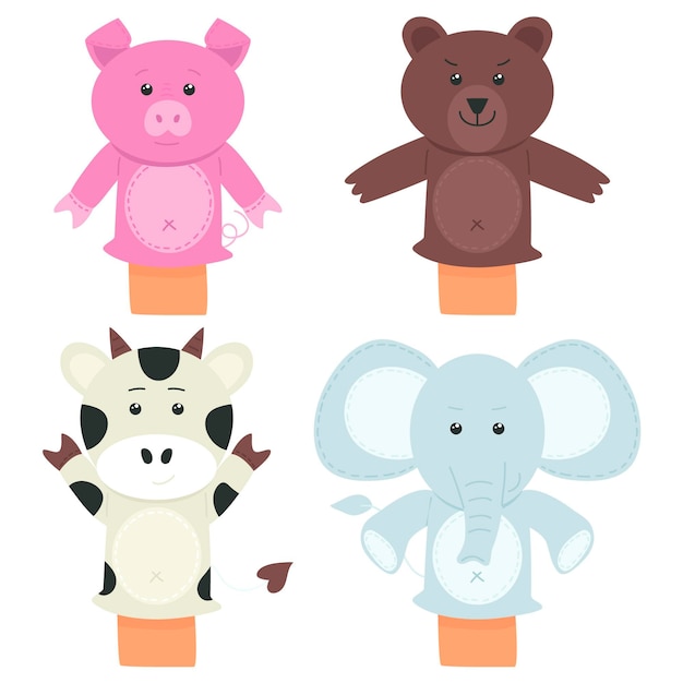 Free vector collection of hand drawn adorable hand puppets