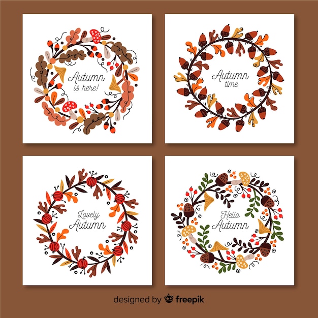 Free Vector collection of hand drawn autumn cards