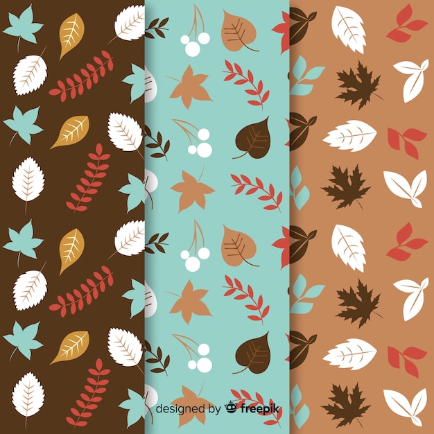 Collection of hand drawn autumn pattern