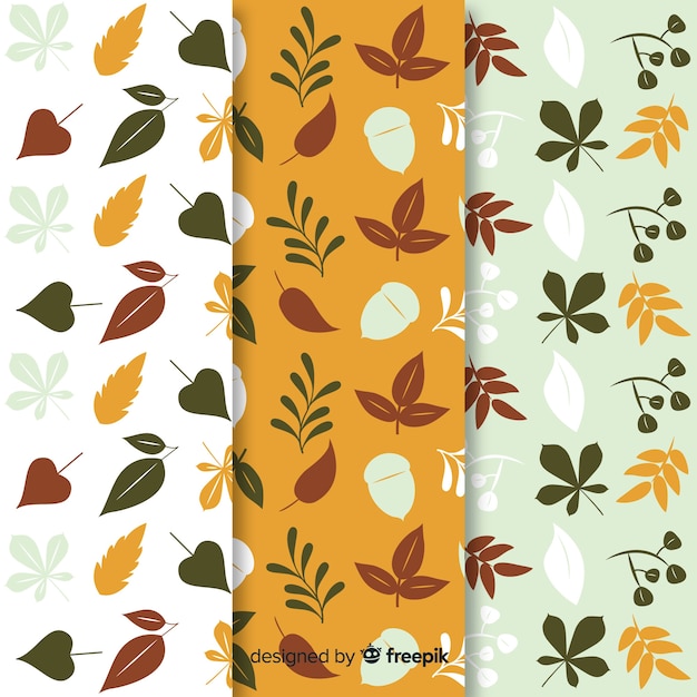 Collection of hand drawn autumn pattern