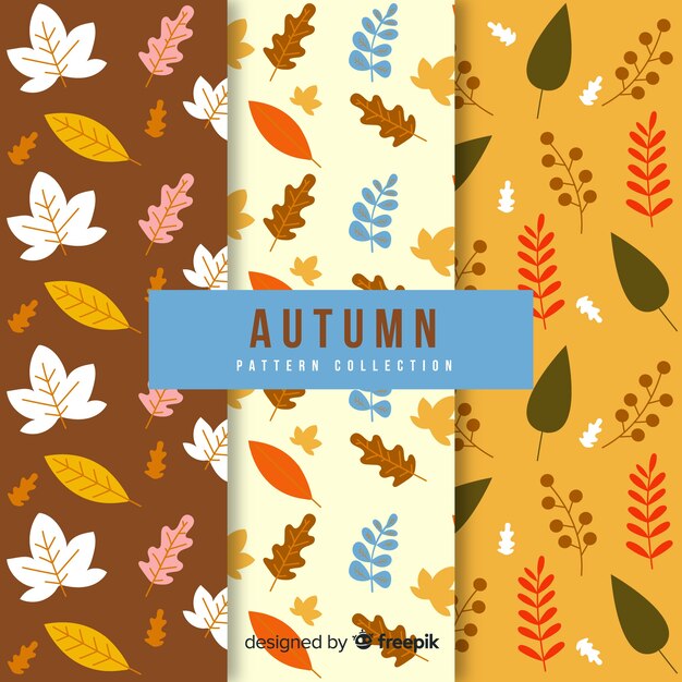 Collection of hand drawn autumn patterns