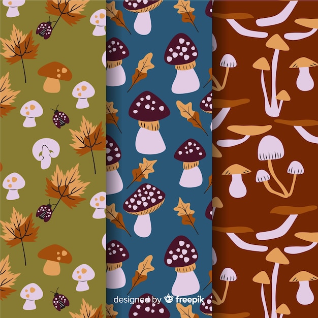 Free Vector collection of hand drawn autumn patterns