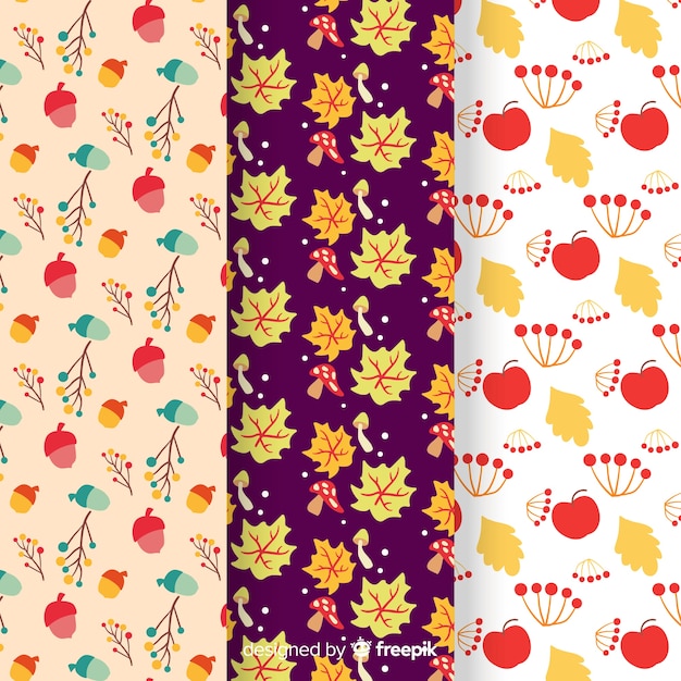 Free vector collection of hand drawn autumn patterns