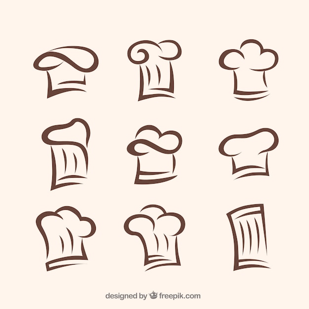 Free Vector collection of hand-drawn chef caps