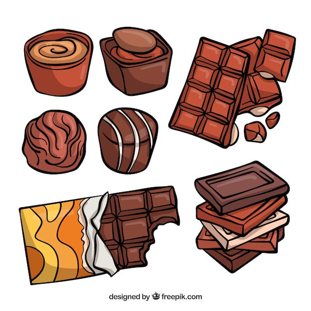 Collection of hand drawn chocolate bars