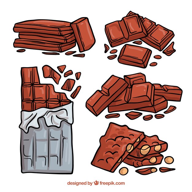 Collection of hand drawn chocolate bars