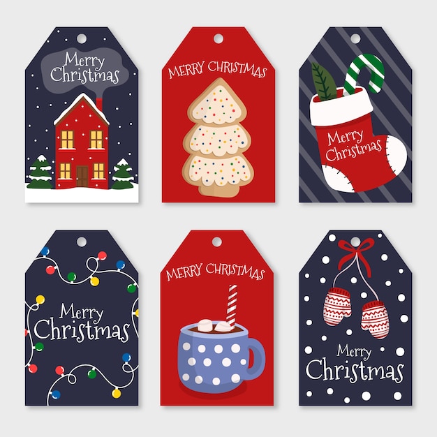 Collection of hand drawn christmas badge