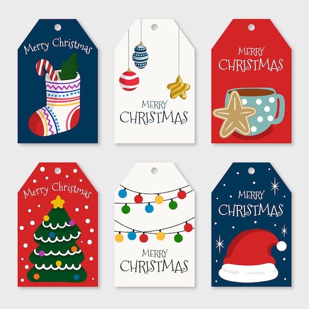 Collection of hand drawn christmas badge