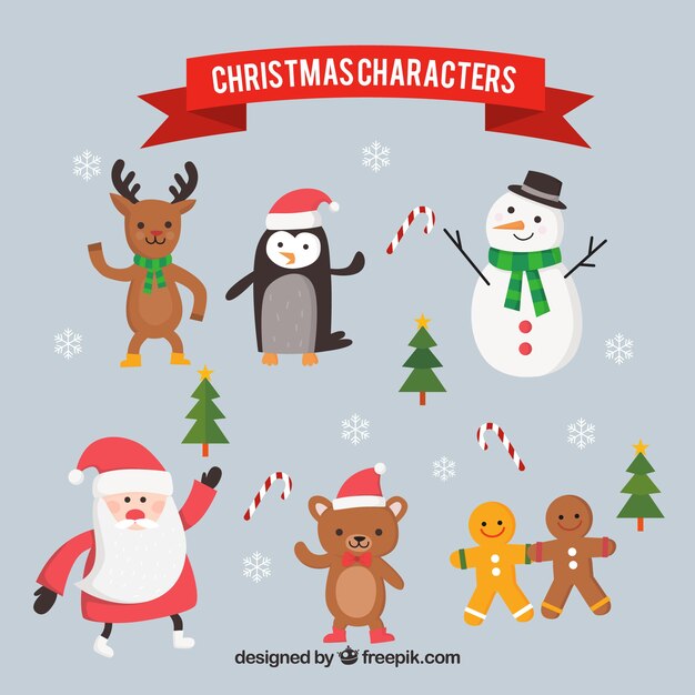 Collection of hand drawn christmas character