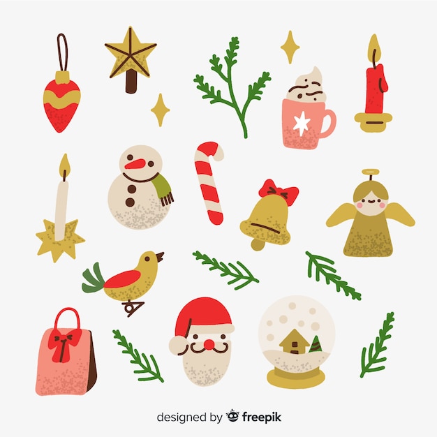 Collection of hand drawn christmas element