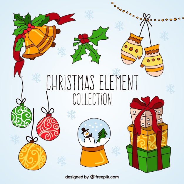 Collection of hand drawn christmas elements