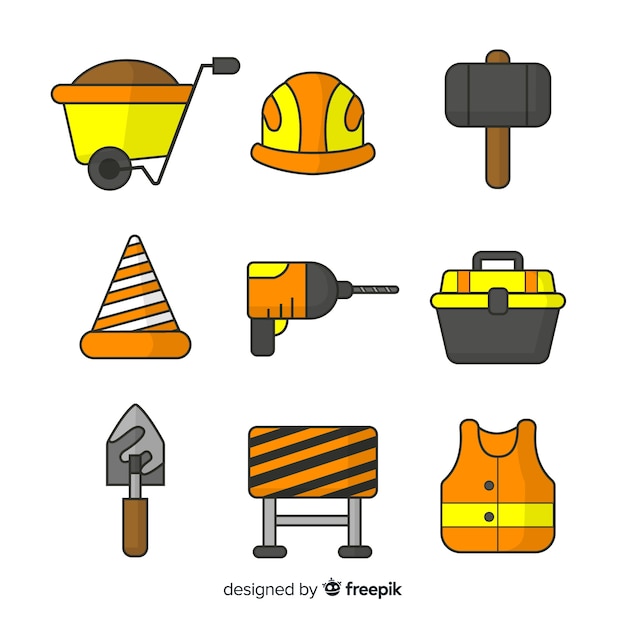 Free vector collection of hand drawn construction equipment