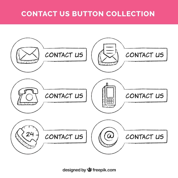 Collection of hand drawn contact buttons