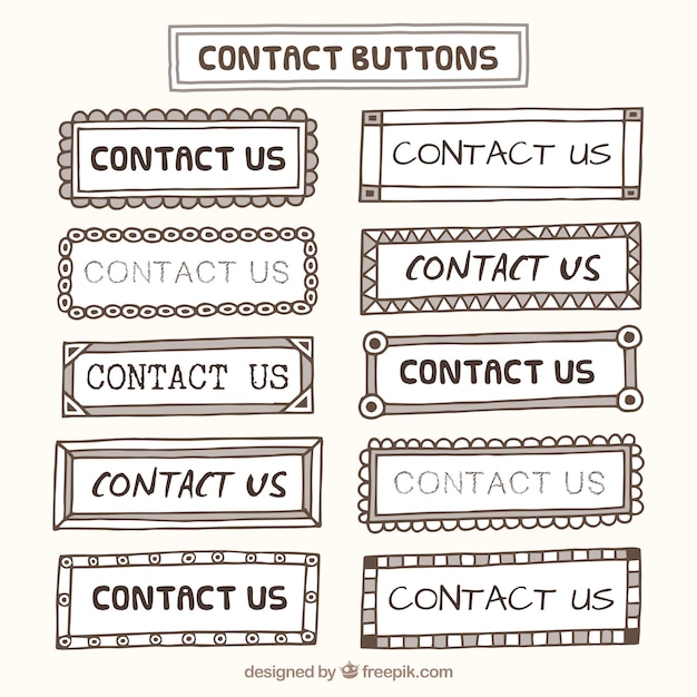 Collection of hand drawn contact buttons