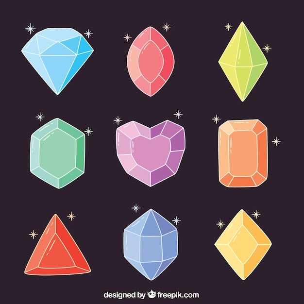 Free Vector collection of hand-drawn diamonds