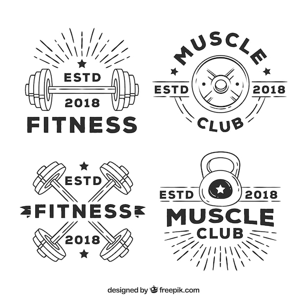 Collection of hand drawn fitness badges