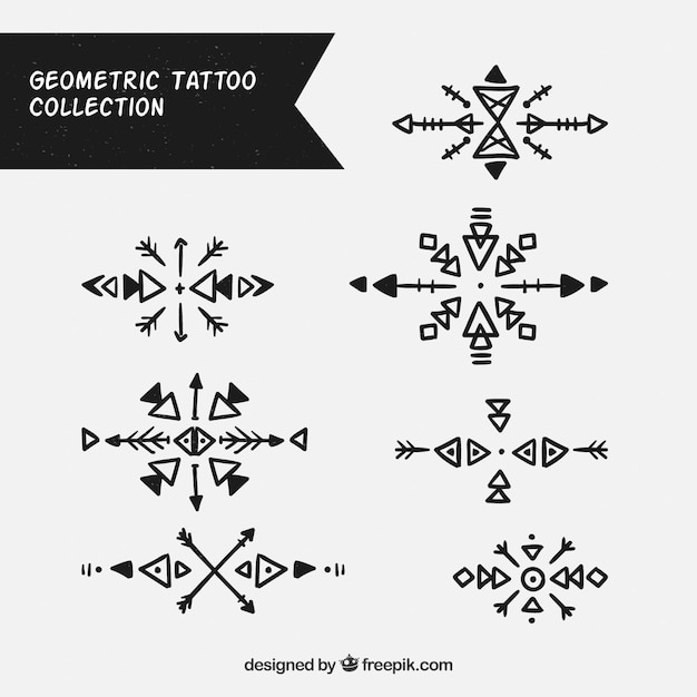 Free Vector collection of hand drawn geometric tattoos