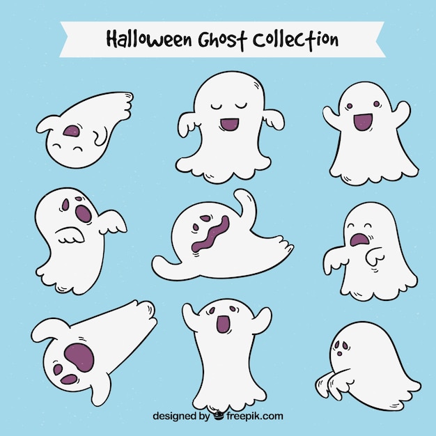 Free vector collection of hand-drawn ghosts