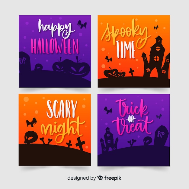 Free vector collection of hand drawn halloween card