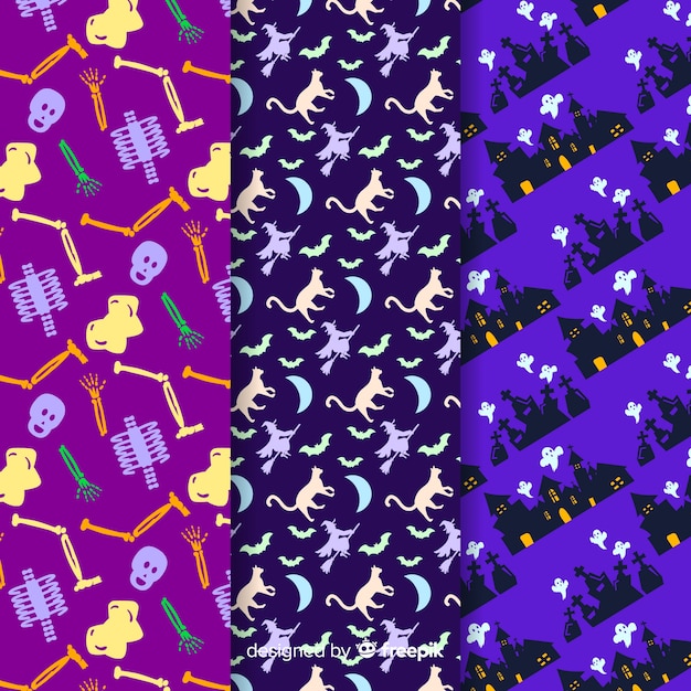 Free Vector collection of hand drawn halloween pattern