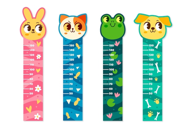 Collection of hand drawn height meter for kids illustrated