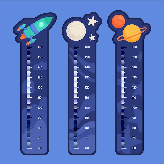 Collection of hand drawn height meter for kids illustrated