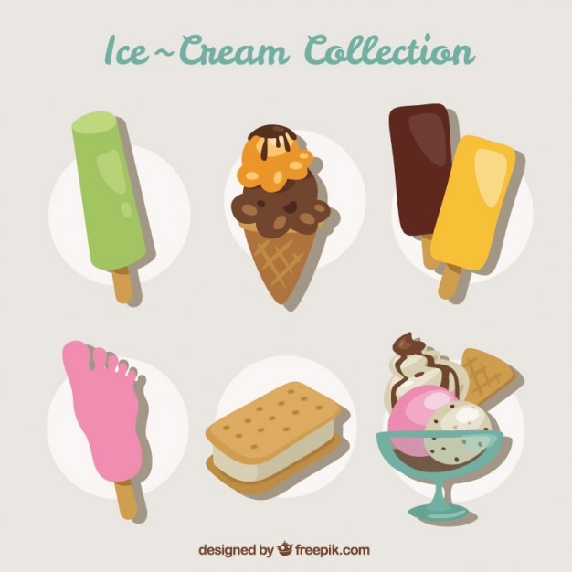 Free Vector collection of hand drawn ice-creams