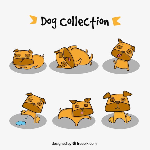 Free Vector collection of hand drawn nice dogs