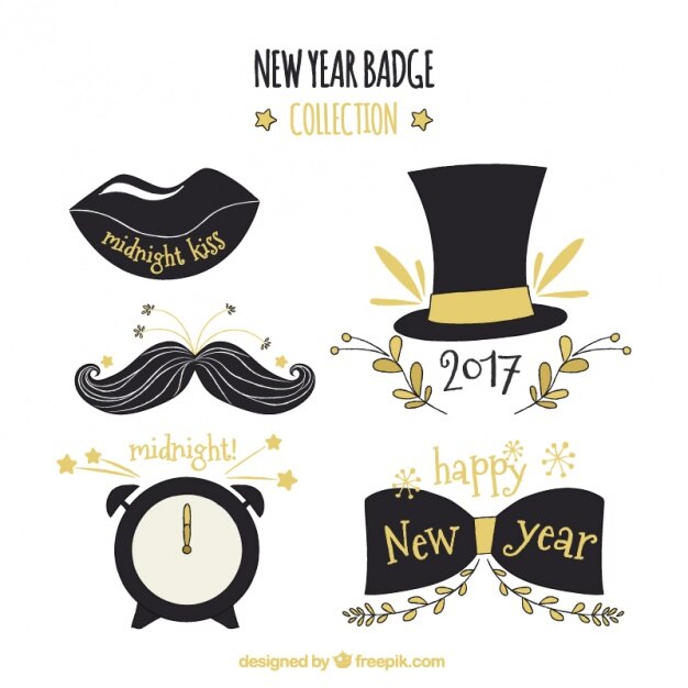 Free Vector collection of hand drawn objects new year 