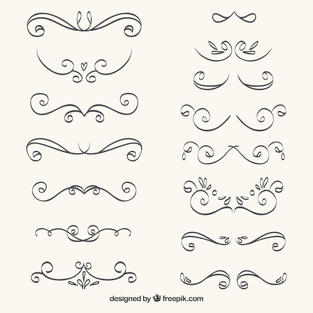 Free Vector collection of hand drawn ornamental elements