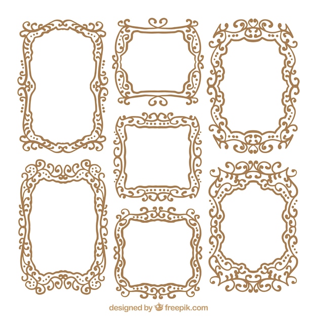 Free Vector collection of hand drawn ornamental frames