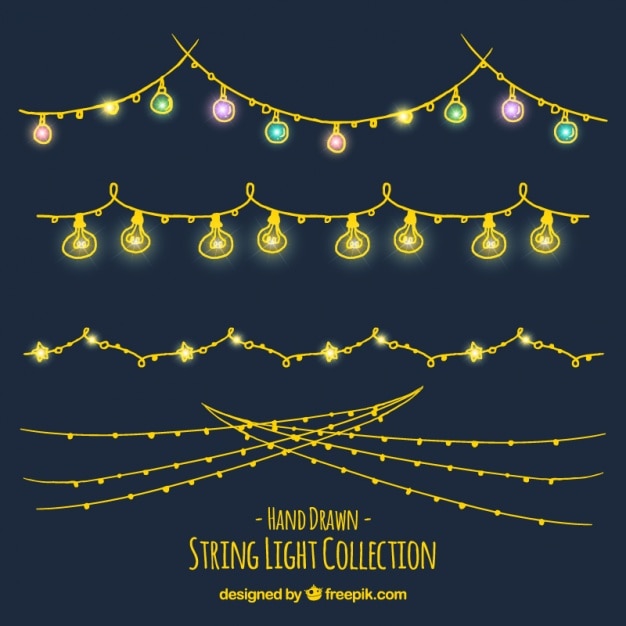 Free Vector collection of hand-drawn ornamental lights garlands 