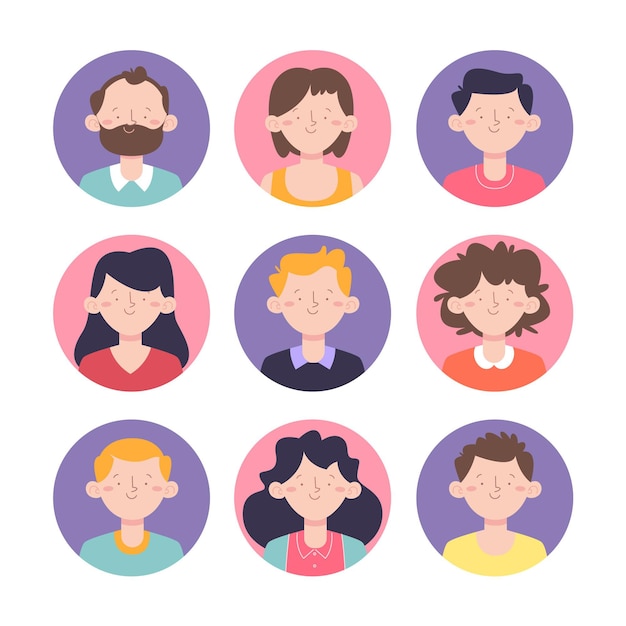 Collection of hand drawn profile icon