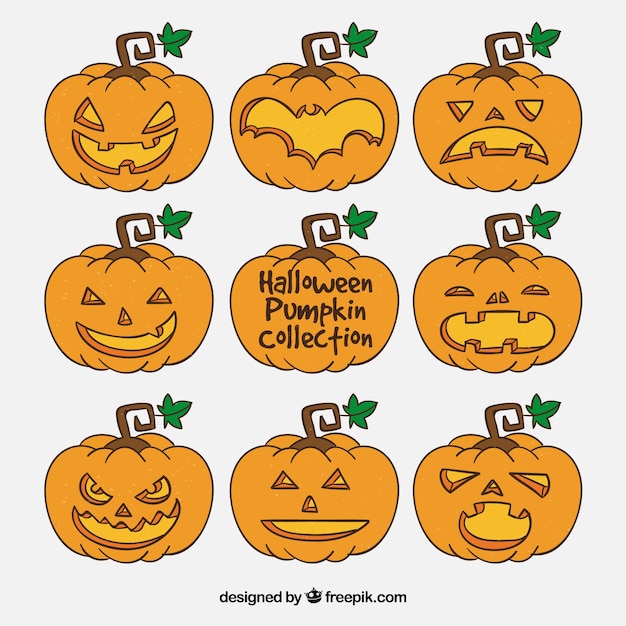 Collection of hand drawn pumpkin