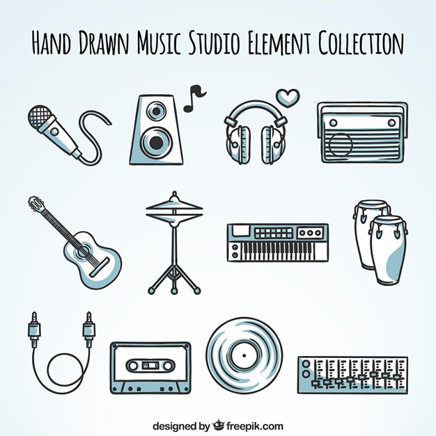 Free Vector collection of  hand drawn stereo elements