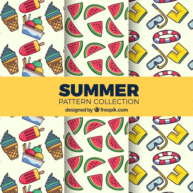 Collection of hand drawn summer elements