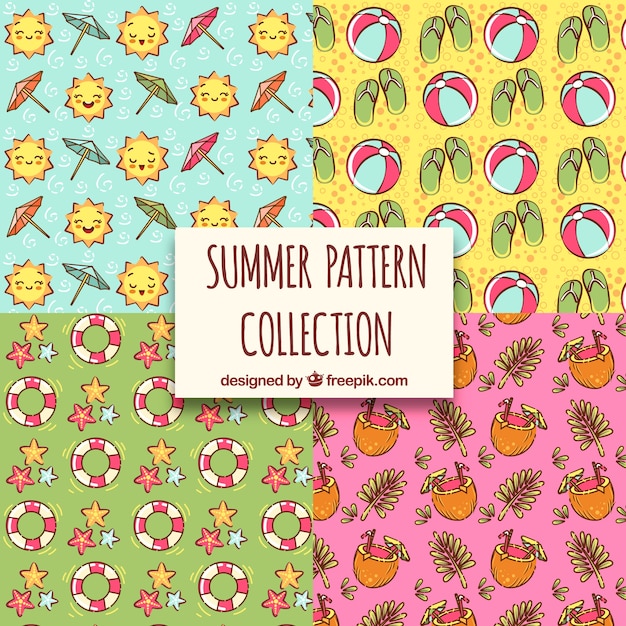 Free Vector collection of hand drawn summer elements